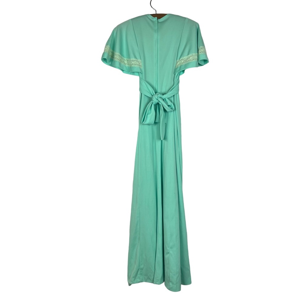 Vintage 1960’s mint green handmade polyester maxi dress XS - Picture 4 of 11